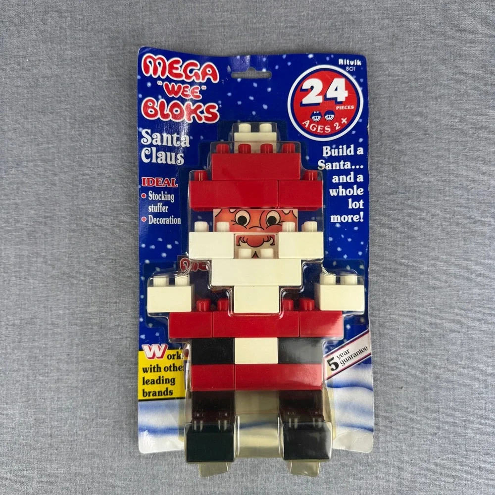 Vintage 1990 Mega Wee Bloks Santa Claus Ritvik 801 24 Piece Set New Sealed